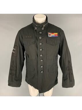 CHRISTIAN DADA Size 38 Size 38 Black Patch Cotton Military Jacket